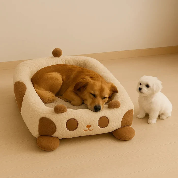 Curved Plush Dog Bed | Cozy Teddy Nest Bed for Indoor Use