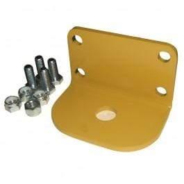 Yellow metal mounting bracket with bolts and nuts for industrial power equipment