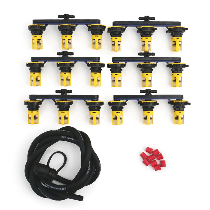 12 volt deep cycle battery watering system kit with connectors, hose, and red caps