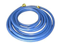 Coiled blue deionizer output hose with brass fittings for facility power parts