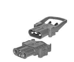 DIN 320A connector housing, two-part electrical power connector in gray