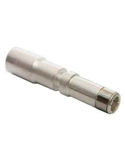 Metal DIN replacement main socket terminal for power equipment, isolated on white background.