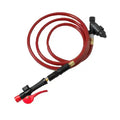 Red direct fill hose assembly with black connectors for battery watering systems