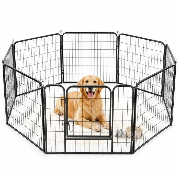 DIY Metal Dog Playpen with Door for Indoor & Outdoor Pet Exercise