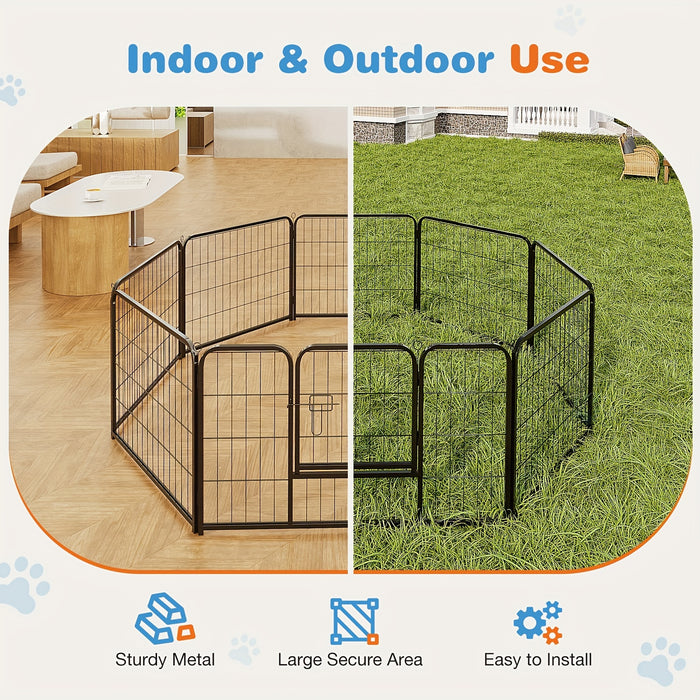 DIY Metal Dog Playpen with Door for Indoor & Outdoor Pet Exercise