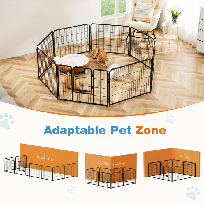 DIY Metal Dog Playpen with Door for Indoor & Outdoor Pet Exercise