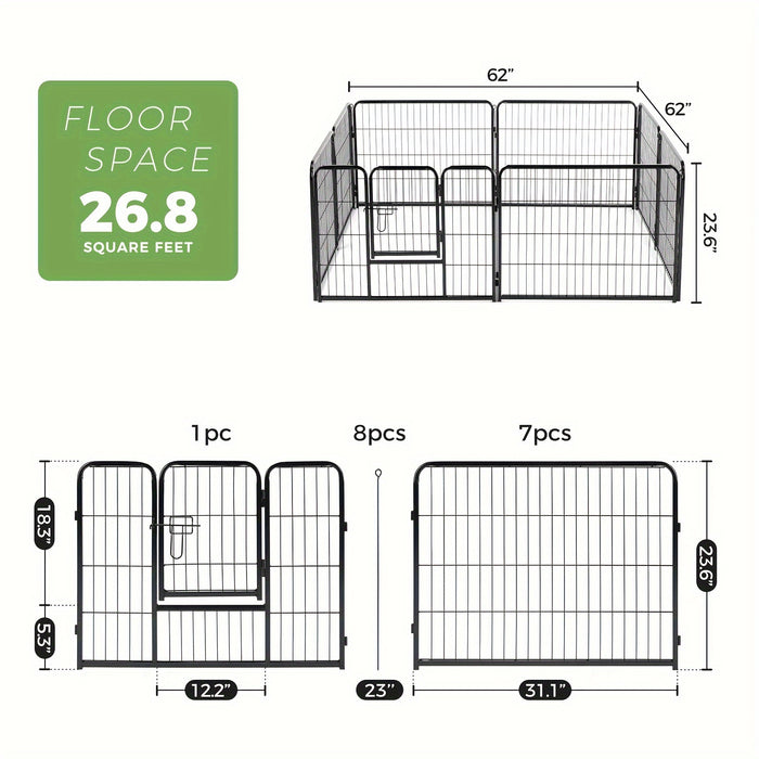 DIY Metal Dog Playpen with Door for Indoor & Outdoor Pet Exercise