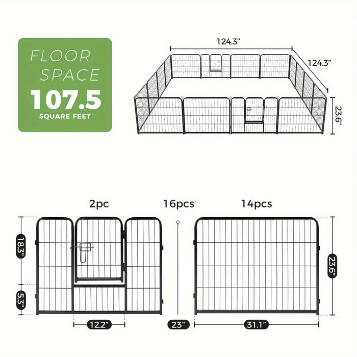 DIY Metal Dog Playpen with Door for Indoor & Outdoor Pet Exercise