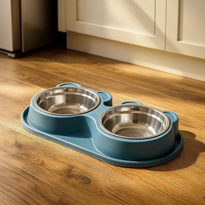 Dog Bowl Double Set with Water Container | Non-Slip & Easy to Clean