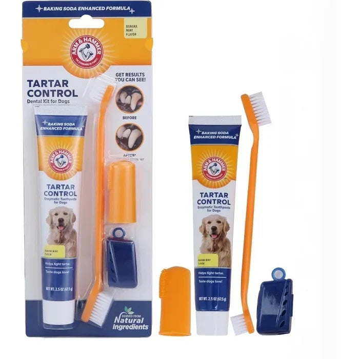 Dog & Cat Dental Care Kit with Toothbrush & Toothpaste for Daily Oral Hygiene