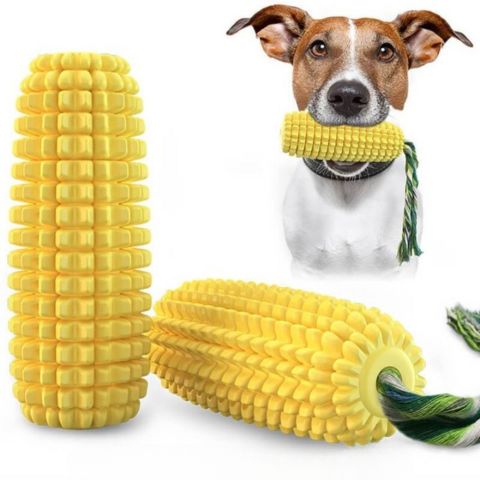 Dog Corn Chew Toy | Dental Cleaning Stick – Tough Rubber Design