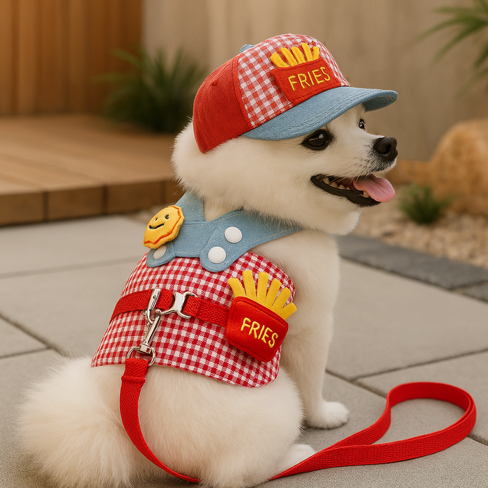 Dog Costume Set | Jacket, Cap & Leash 3-in-1 Outfit