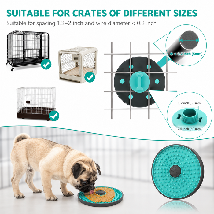 Dog Crate Lick Pad Slow Feeder with Suction Cups for Calm Feeding – Blue