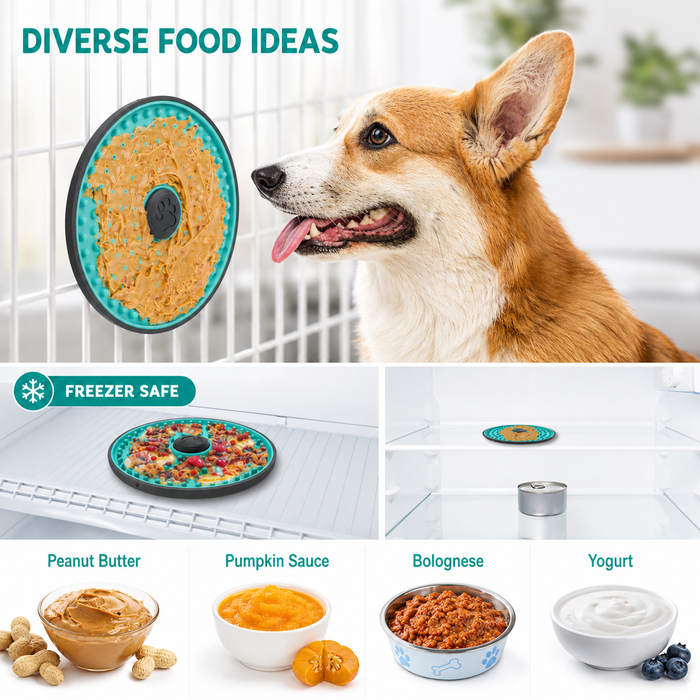 Dog Crate Lick Pad Slow Feeder with Suction Cups for Calm Feeding – Blue
