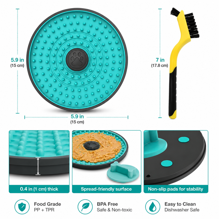 Dog Crate Lick Pad Slow Feeder with Suction Cups for Calm Feeding – Blue