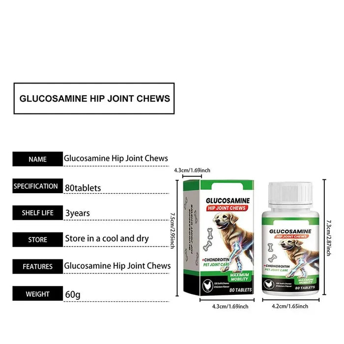 Dog Joint Support Chews with Glucosamine & Chondroitin | 80 Soft Chews