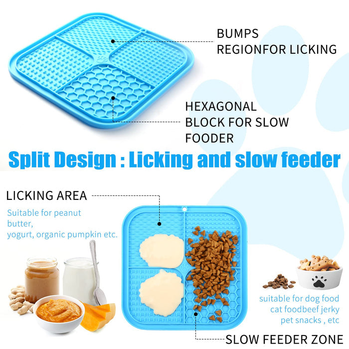 Dog Lick Mat Slow Feeder with Suction Cups | 2-Pack for Dogs & amp Puppies