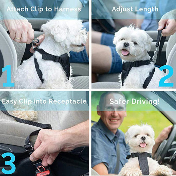 Dog Seat Belt Leash for Car – Adjustable Pet Safety Seat Belt