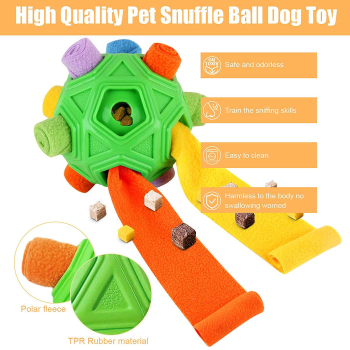 Dog Snuffle Ball Puzzle Toy with Squeaky Carrot & Slow Feeder Green