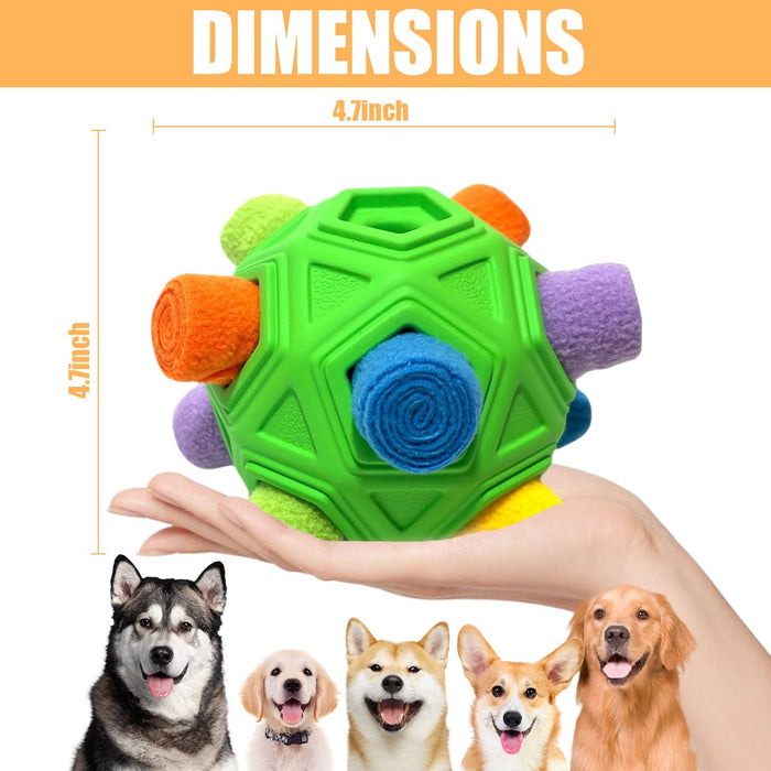 Dog Snuffle Ball Puzzle Toy with Squeaky Carrot & Slow Feeder Green