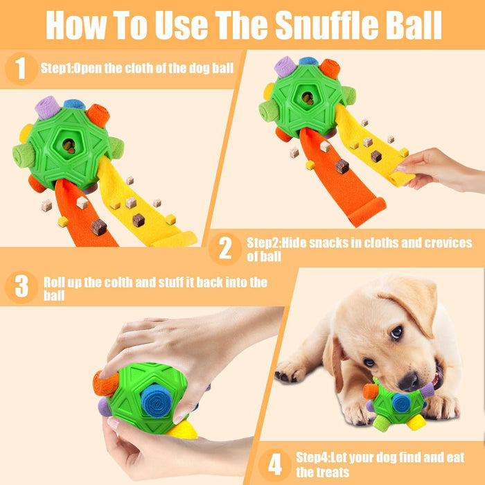 Dog Snuffle Ball Puzzle Toy with Squeaky Carrot & Slow Feeder Green
