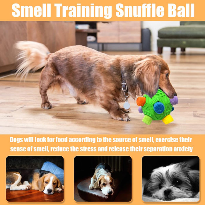 Dog Snuffle Ball Puzzle Toy with Squeaky Carrot & Slow Feeder Green