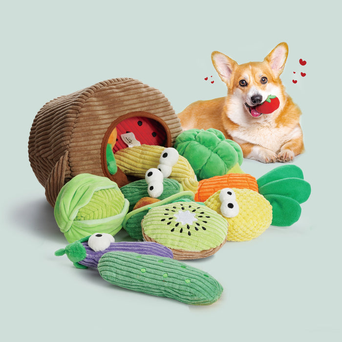 Dog Squeaky Toy Set with Grocery Bag Interactive Plush Toys for Dogs