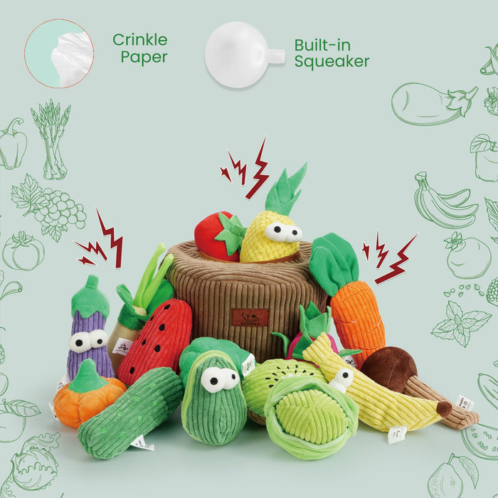 Dog Squeaky Toy Set with Grocery Bag Interactive Plush Toys for Dogs