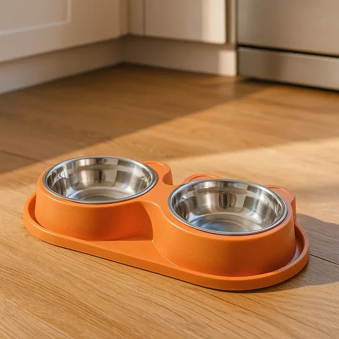 Double Cat Bowl with Water Dispenser – Non Slip Cat Feeding Station