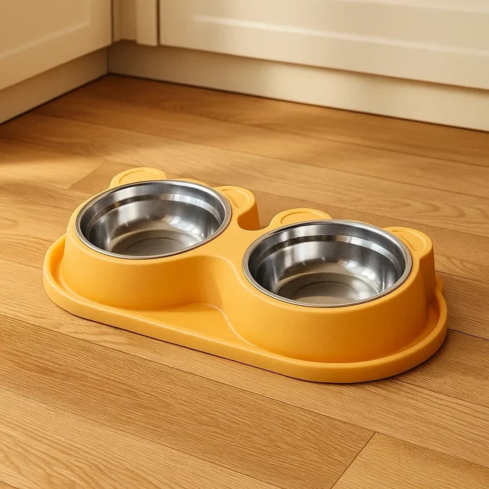 Double Cat Bowl with Water Dispenser – Non Slip Cat Feeding Station