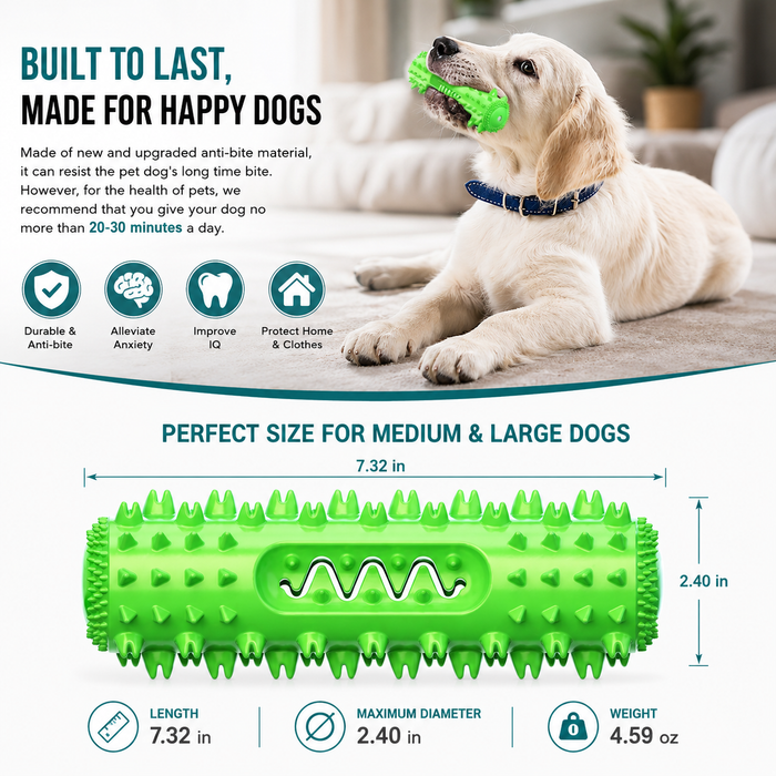 Durable Dog Chew Toy Toothbrush Stick for Aggressive Chewers & Puppies