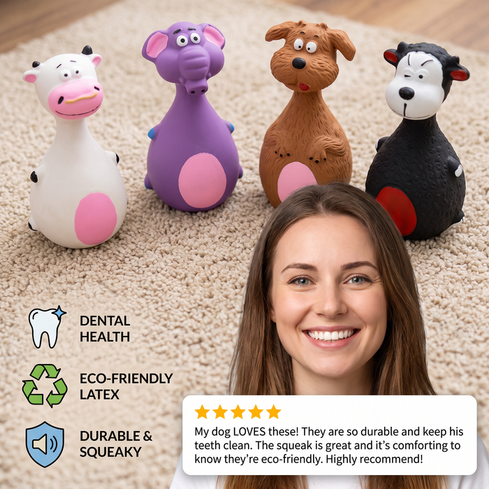 Durable Latex Squeaky Dog Toy | Interactive Chew & Dental Play Toy
