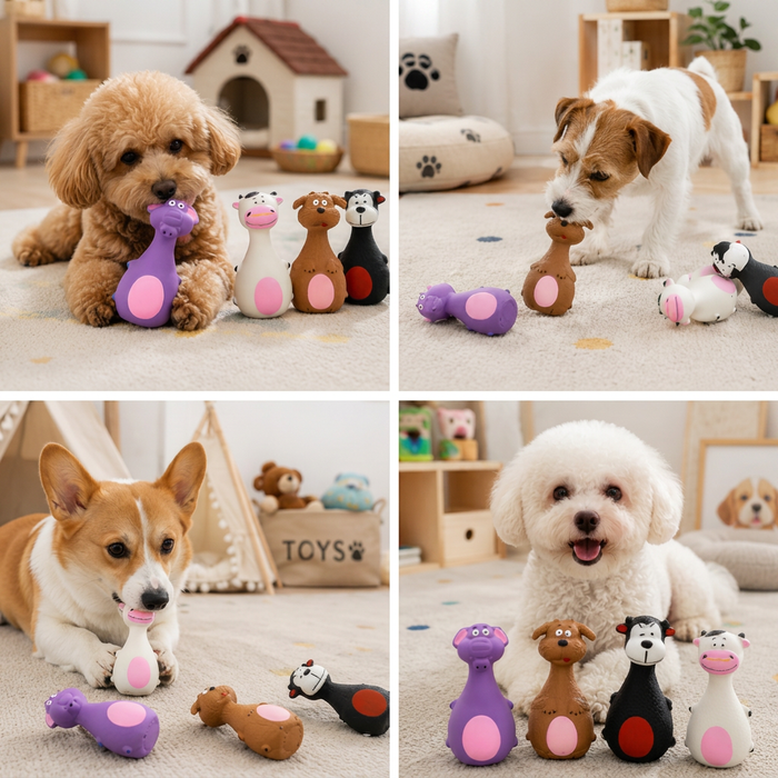 Durable Latex Squeaky Dog Toy | Interactive Chew & Dental Play Toy