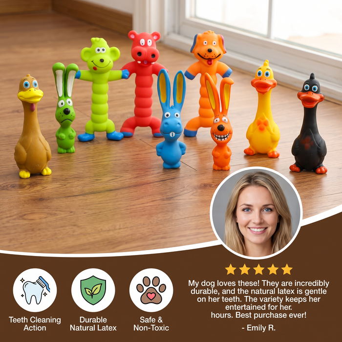 Durable Natural Latex Dog Chew Toy for Teeth Cleaning & Oral Care