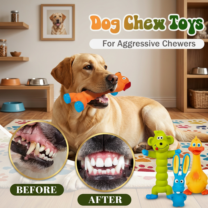 Durable Natural Latex Dog Chew Toy for Teeth Cleaning & Oral Care