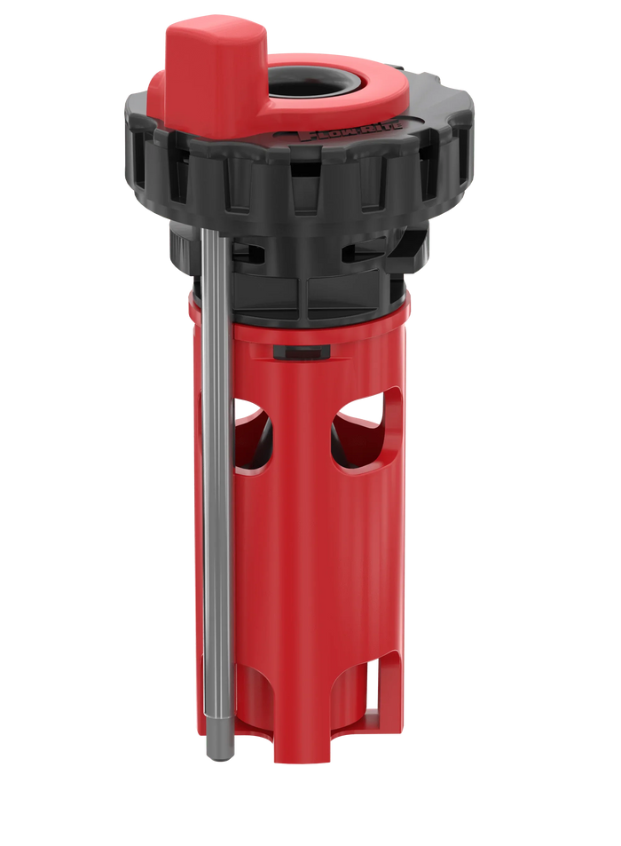 Red and black eagle eye level indicator valve component with metal rod, facility power part