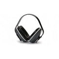 Black industrial ear muffs with padded headband for hearing protection