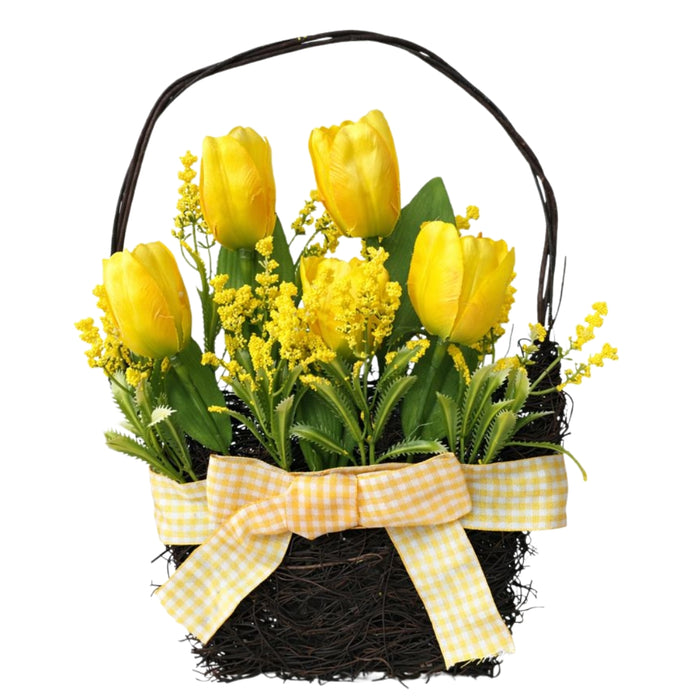 Easter Rattan Basket with Tulips - MrPRICE.online