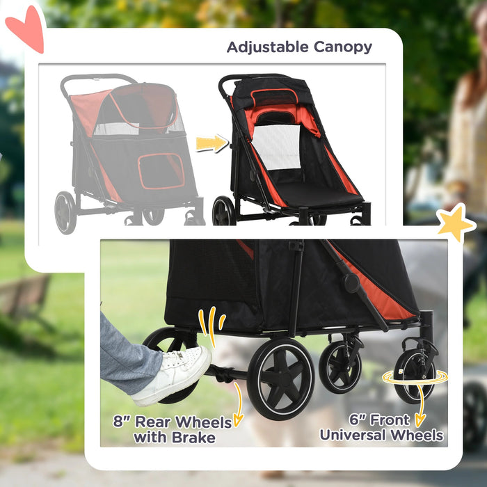 EasyFold City Pet Stroller with Shock Absorber Red