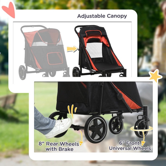 EasyFold City Pet Stroller with Shock Absorber Red