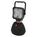 Rechargeable LED work lamp with five bulbs, lithium battery, and handle