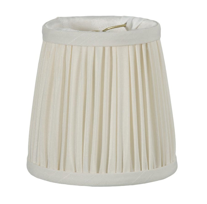 Eggshell Shantung Silk Shirred Pleat Mini Deep Drum Shade (00733E)
