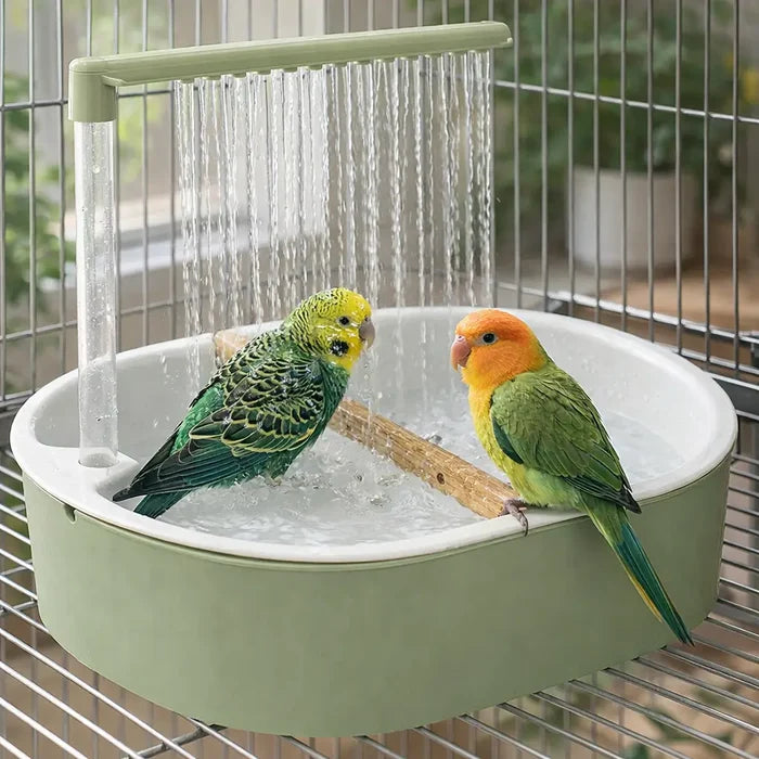 Electric Bird Bath with Rain Shower – Automatic Bird Bath Fountain for Cage