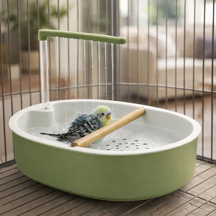 Electric Bird Bath with Rain Shower – Automatic Bird Bath Fountain for Cage