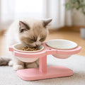 Elevated Cat Bowls with Stand – Wood & Ceramic Double Cat Bowl
