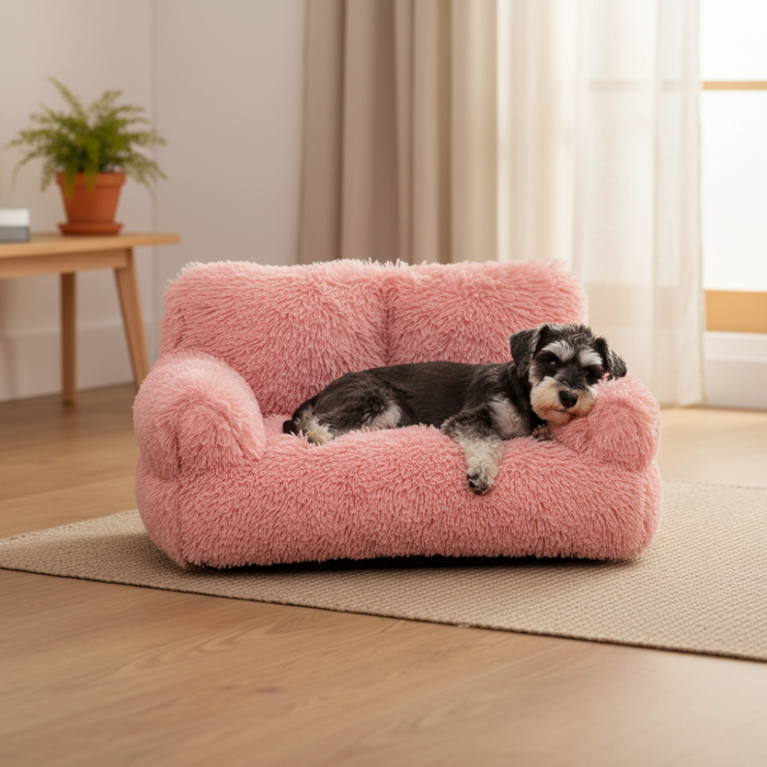 Elevated Pet Sofa Bed | Washable Plush Bed for Small Dogs & Cats