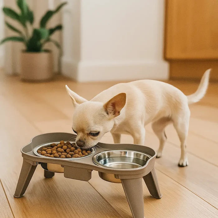 Elevated Stainless Steel Dog Bowls – Double Dog Bowl with Non Slip Stand