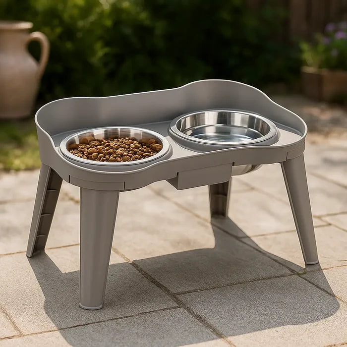 Elevated Stainless Steel Dog Bowls – Double Dog Bowl with Non Slip Stand