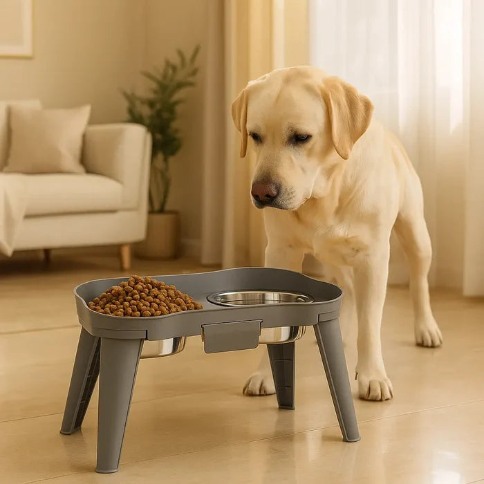 Elevated Stainless Steel Dog Bowls – Double Dog Bowl with Non Slip Stand