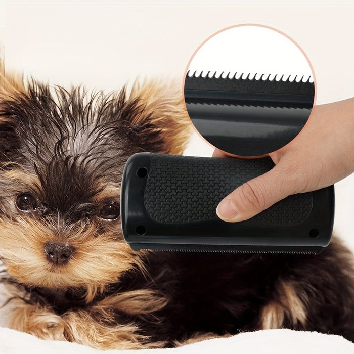 Ergonomic Pet Deshedding Brush with Stainless Steel Comb for Dogs & Cats